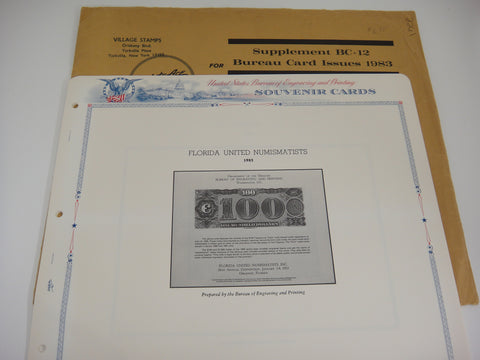 White Ace 1983 US Bureau Souvenir Card Issues Album Supplement BC-12