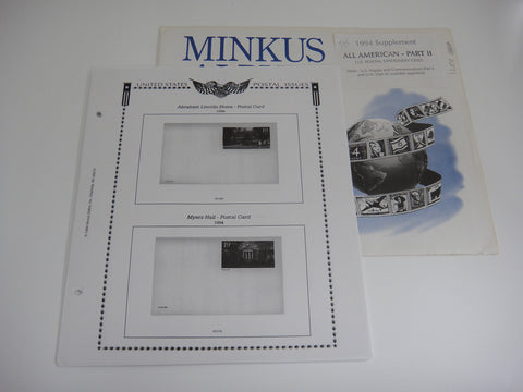 Minkus 1994 All American Part 2 U.S. Postal Stationery Supplement NOS