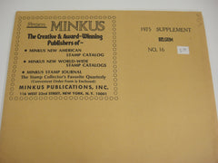 Minkus 1975 Belgium Stamp Album Supplement 16 NOS