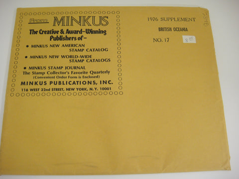 Minkus 1976 British Oceania Stamp Album Supplement 17 NOS