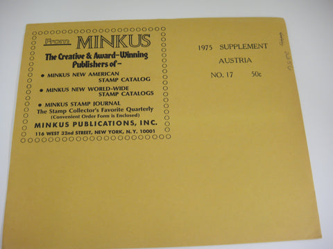 Minkus 1975 Austria Stamp Album Supplement 17 New Old Stock