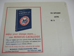 Minkus 1974 Austria Stamp Album Supplement 16 NOS