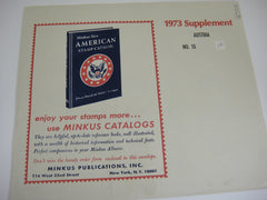 Minkus 1973 Austria Stamp Album Supplement 15 NOS