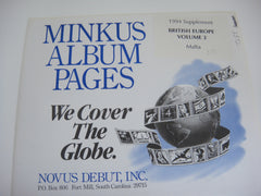 Minkus 1994 British Europe Volume 3 Stamp Album Supplement Malta