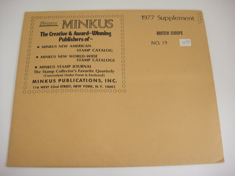 Minkus 1977 British Europe Stamp Album Supplement 19 NOS