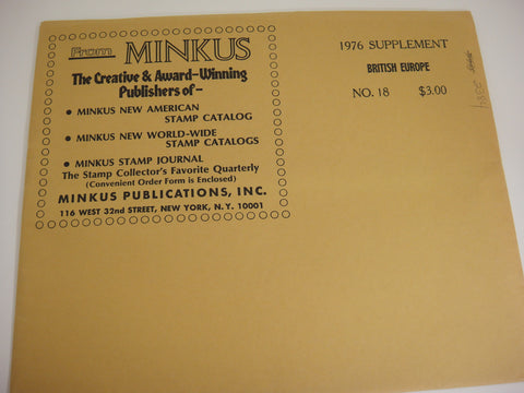Minkus 1976 British Europe Stamp Album Supplement 18 NOS