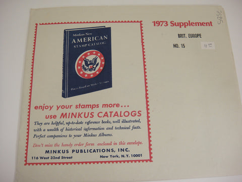 Minkus 1973 British Europe Stamp Album Supplement 15 NOS