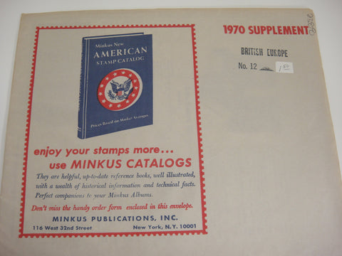 Minkus 1970 British Europe Stamp Album Supplement 12 NOS