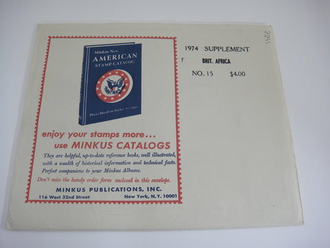 Minkus 1974 British Africa Stamp Album Supplement 15 NOS