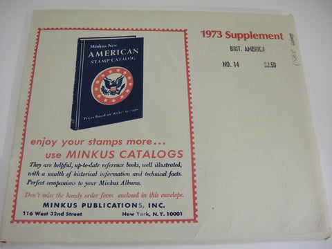 Minkus 1973 British America Stamp Album Supplement 14 NOS