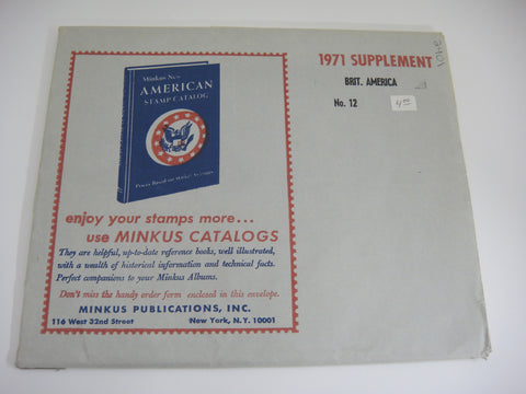 Minkus 1971 British America Stamp Album Supplement 12 NOS