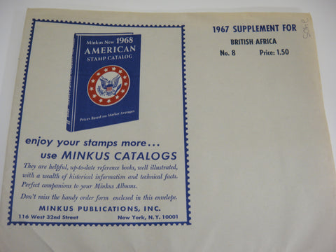 Minkus 1967 British Africa Stamp Album Supplement 8 NOS