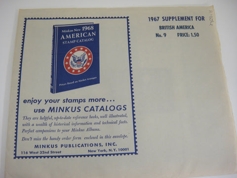 Minkus 1967 British America Stamp Album Supplement 9 NOS
