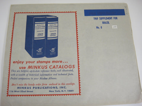 Minkus 1969 Brazil Stamp Album Supplement 8 NOS