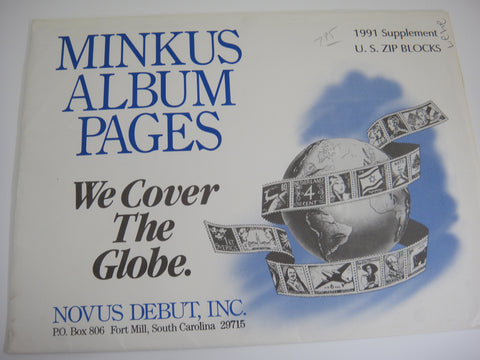 Minkus 1991 Zip Blocks Stamp Album Supplement United States