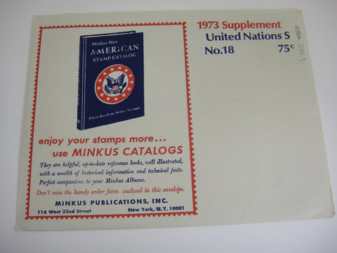 Minkus 1973 UN Singles Stamp Album Supplement 18 United Nations NOS