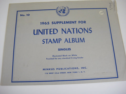 Minkus 1965 UN Singles Stamp Album Supplement 10 United Nations NOS