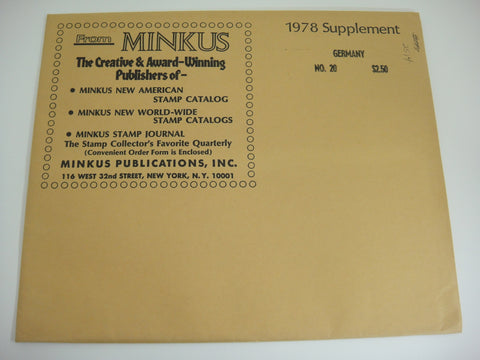 Minkus 1978 Germany Stamp Album Supplement 20 NOS