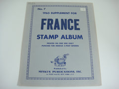 Minkus 1965 France Stamp Album Supplement 7 NOS