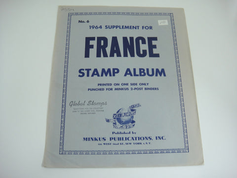 Minkus 1964 France Stamp Album Supplement 6 NOS
