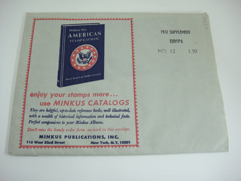 Minkus 1972 Europa Stamp Album Supplement 12 NOS