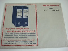 Minkus 1968 Europa Stamp Album Supplement 8 NOS