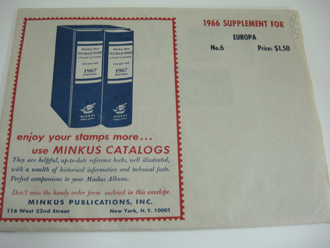 Minkus 1966 Europa Stamp Album Supplement 6 NOS