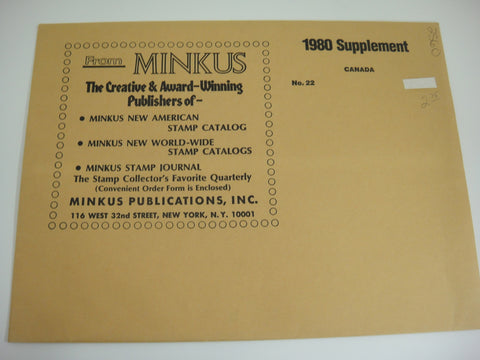 Minkus 1980 Canada Stamp Album Supplement 22 NOS