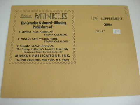Minkus 1975 Canada Stamp Album Supplement 17 NOS