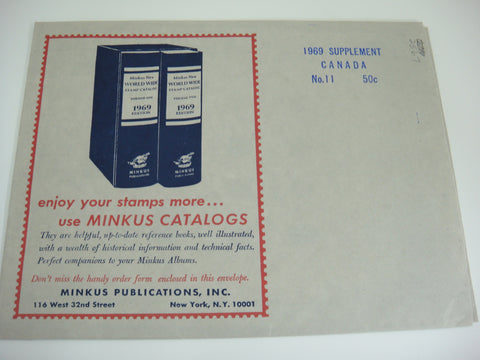 Minkus 1969 Canada Stamp Album Supplement #11 New Old Stock