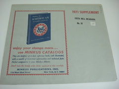 Minkus 1971 Costa Rica Nicaragua Stamp Album Supplement 10 NOS