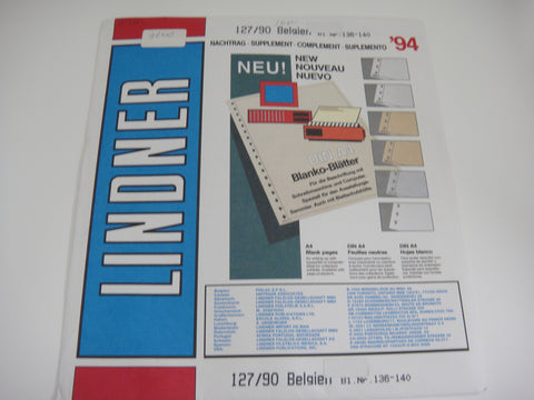 Lindner 1994 Belgium Hingeless Stamp Album Supplement 127/90
