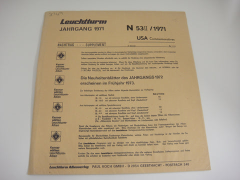 Lighthouse 1971 United States Commemorative Stamp Supplement N53II1971 NOS