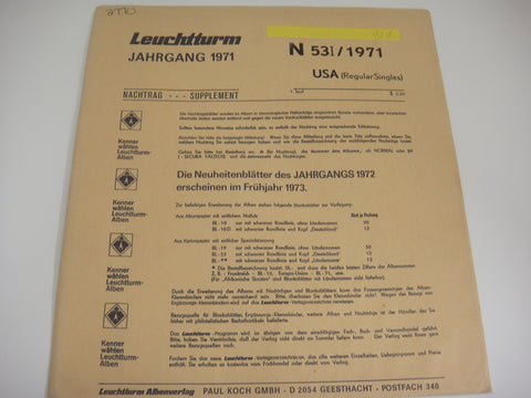 Lighthouse 1971 United States Regular Singles Stamp Supplement N53I1971 NOS