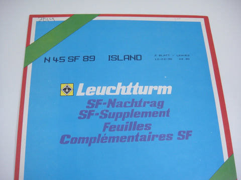 Lighthouse 1989 Iceland Hingeless Stamp Album Supplement N45SF89