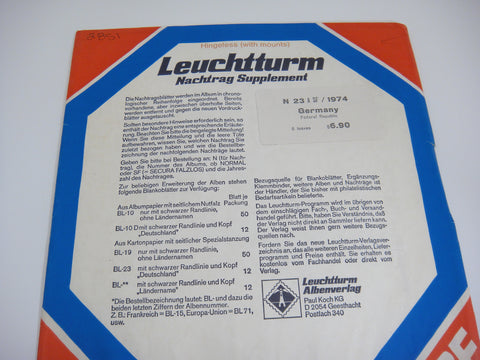 Lighthouse 1974 West Germany Hingeless Stamp Album Supplement N23ASF74