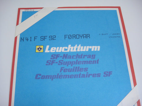 Lighthouse 1992 Faroe Islands Hingeless Stamp Album Supplement N41FSF92