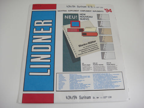 Lindner 1994 Suriname Hingeless Stamp Album Supplement 434/94 NOS