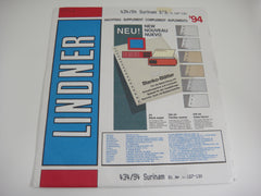 Lindner 1994 Suriname Hingeless Stamp Album Supplement 434/94 NOS