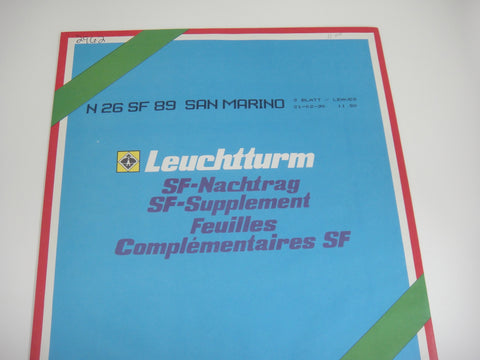 Lighthouse 1989 San Marino Hingeless Stamp Album Supplement N26SF89