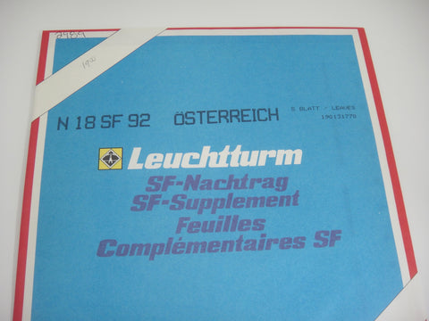 Lighthouse 1992 Austria Hingeless Stamp Album Supplement N18SF92