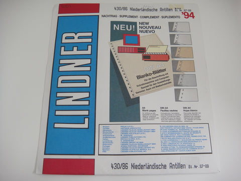 Lindner 1994 Netherlands Antilles Hingeless Stamp Album Supplement 430/86