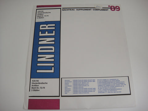 Lindner 1989 Netherlands Antilles Hingeless Stamp Album Supplement 430/86