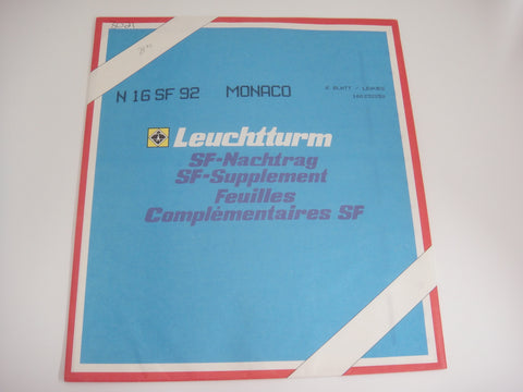 Lighthouse 1992 Monaco Hingeless Stamp Album Supplement N16SF92