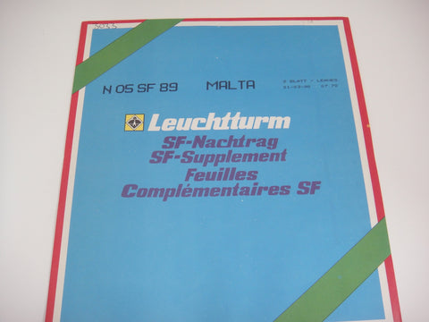 Lighthouse 1989 Malta Hingeless Stamp Album Supplement N05SF89