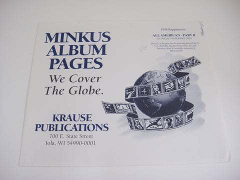 Minkus 1998 All American Part 2 Postal Stationery Supplement United States MUSAA298