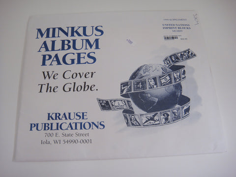 Minkus 1999 UN Imprint Blocks Stamp Album Supplement United Nations MUIB99