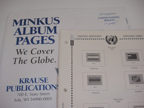 Minkus 1997 United Nations Singles Stamp Album Supplement New Old Stock