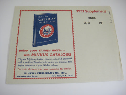 Minkus 1973 Ireland Stamp Album Supplement 15 NOS