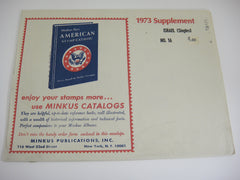 Minkus 1973 Israel Singles Stamp Album Supplement 16 MIST73 NOS